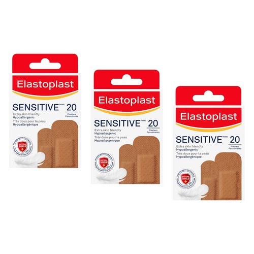 Elastoplast Sensitive Medium Plasters 20 Pack Bundle of 3