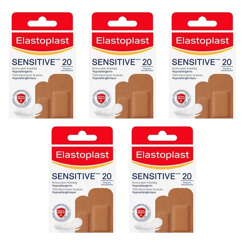 Elastoplast Sensitive Medium Plasters 20 Pack Bundle of 5