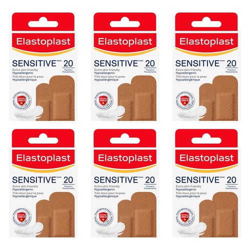 Elastoplast Sensitive Medium Plasters 20 Pack Bundle of 6
