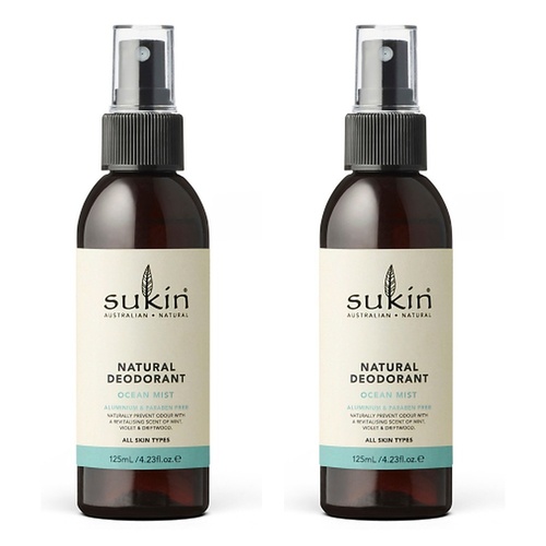 Sukin Natural Deodorant Ocean Mist 125mL Pack of 2