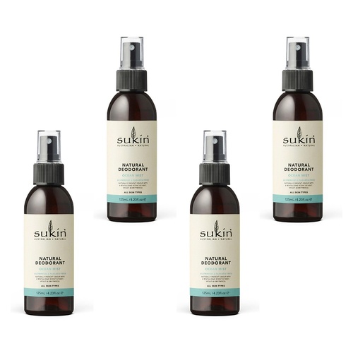 Sukin Natural Deodorant Ocean Mist 125mL Pack of 4