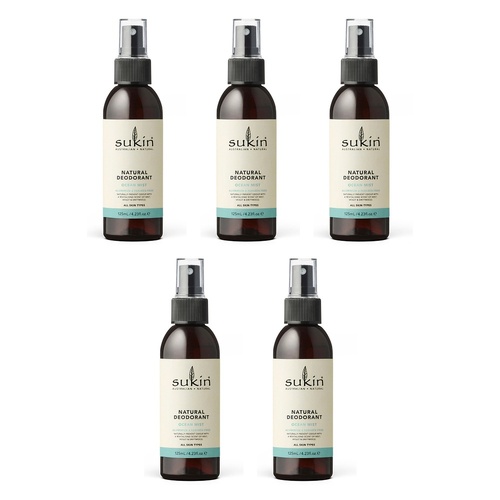 Sukin Natural Deodorant Ocean Mist 125mL Pack of 5