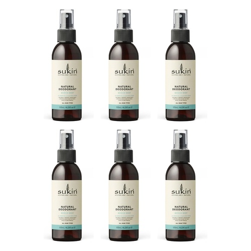 Sukin Natural Deodorant Ocean Mist 125mL Pack of 6