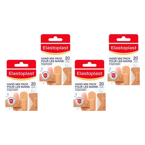 Elastoplast Hand Mix Plaster Pack 20 Pack Bundle of 4