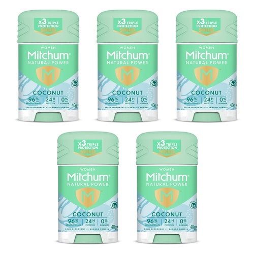 Mitchum Natural Deodorant Stick Coconut 40g Pack of 5