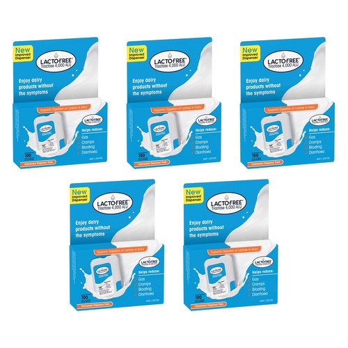 Lacto-Free Tilactase 4,000 ALU 100 Tablets Pack of 5