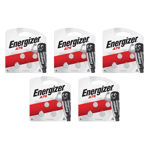 Energizer A76 Silver Oxide Button Battery 4 Pack Bundle of 5