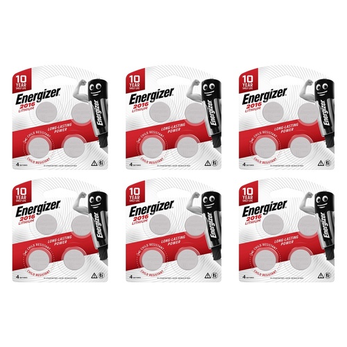 Energizer 2016 Lithium Coin Batteries 4 Pack Bundle of 6
