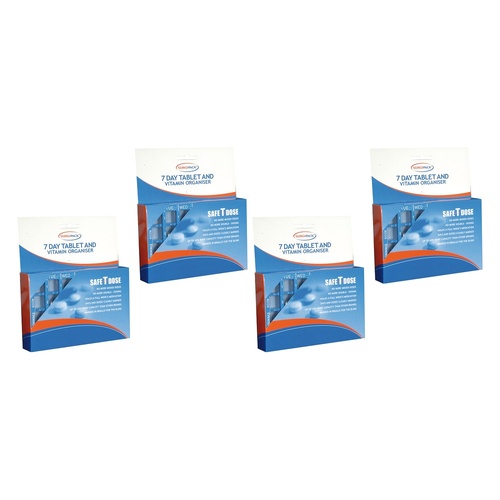 SurgiPack Safe-T-Dose Morning Lunch Evening Bed Pill Organiser Pack of 4