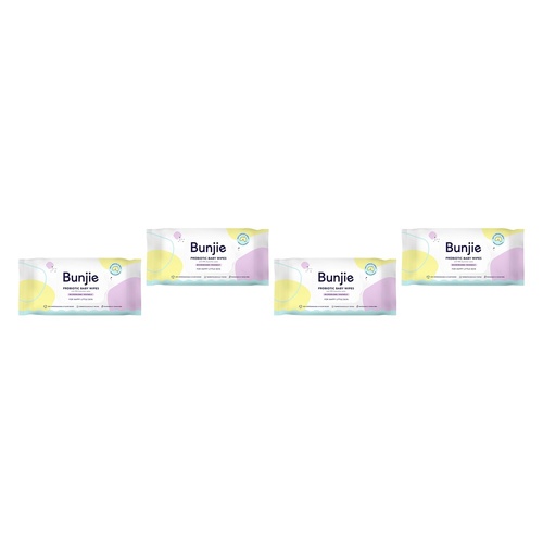 Bunjie Probiotic Baby Wipes, Microbiome Friendly, 80 Wipes Pack of 4