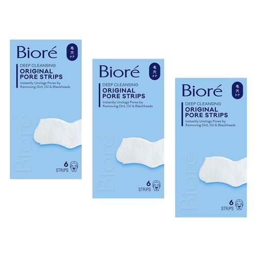 Biore Original Deep Cleansing Pore Strips 6 Pack Bundle of 3