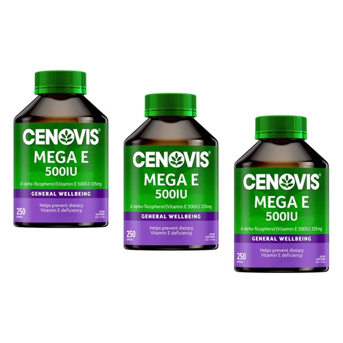 Cenovis Mega Vitamin E 500IU 250 Capsules Pack of 3