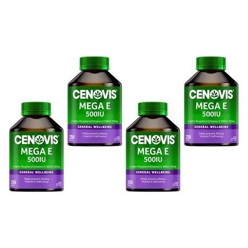 Cenovis Mega Vitamin E 500IU 250 Capsules Pack of 4
