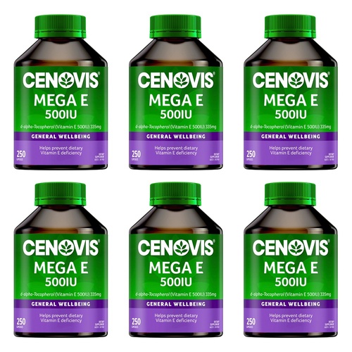 Cenovis Mega Vitamin E 500IU 250 Capsules Pack of 6