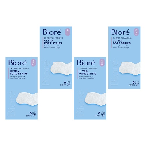 Biore Ultra Deep Cleansing Pore Strips 6 Pack Bundle of 4