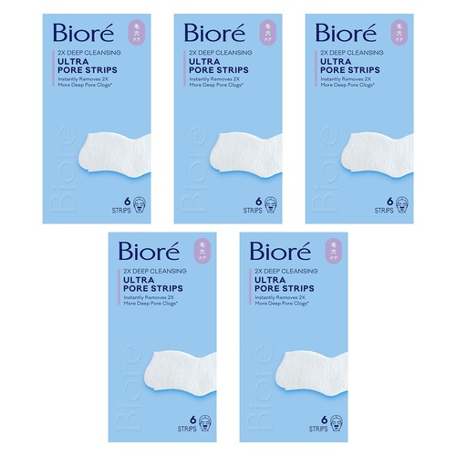Biore Ultra Deep Cleansing Pore Strips 6 Pack Bundle of 5