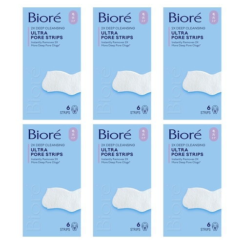 Biore Ultra Deep Cleansing Pore Strips 6 Pack Bundle of 6
