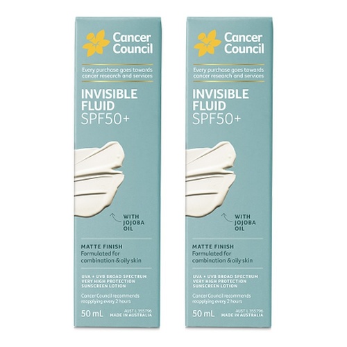 Cancer Council Face Day Wear Fluid Matte Invisible SPF 50+ 50mL Pack of 2