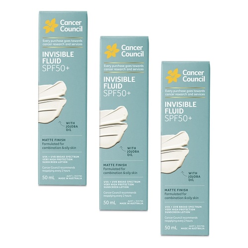 Cancer Council Face Day Wear Fluid Matte Invisible SPF 50+ 50mL Pack of 3