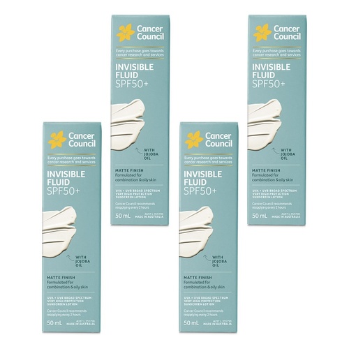 Cancer Council Face Day Wear Fluid Matte Invisible SPF 50+ 50mL Pack of 4