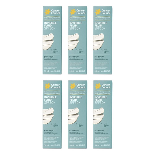 Cancer Council Face Day Wear Fluid Matte Invisible SPF 50+ 50mL Pack of 6