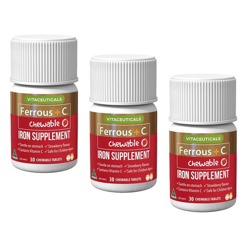 Ferrous+C Chewable 30 Tablets Pack of 3