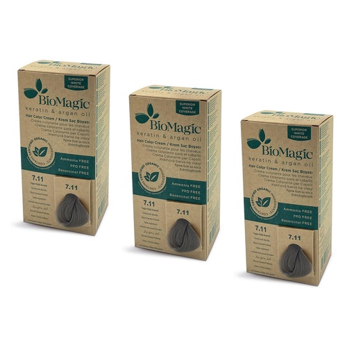 Bio Magic Permanent Intense Ash Blonde 7/11 Pack of 3
