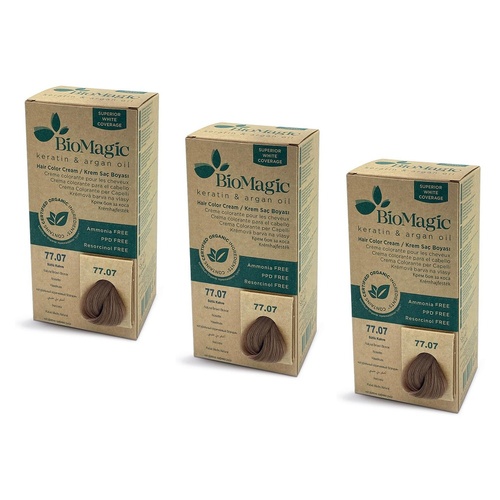 Bio Magic Permanent Natural Brown Blonde 77/07 x 4 Bundle of 3