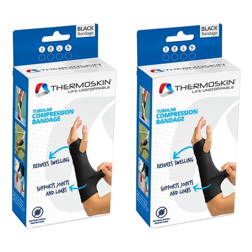 Thermoskin Tubular Compression Bandage Small Black Pack of 2