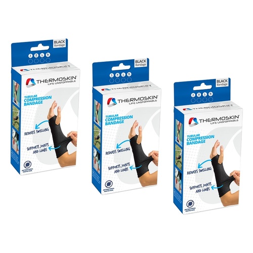 Thermoskin Tubular Compression Bandage Small Black Pack of 3