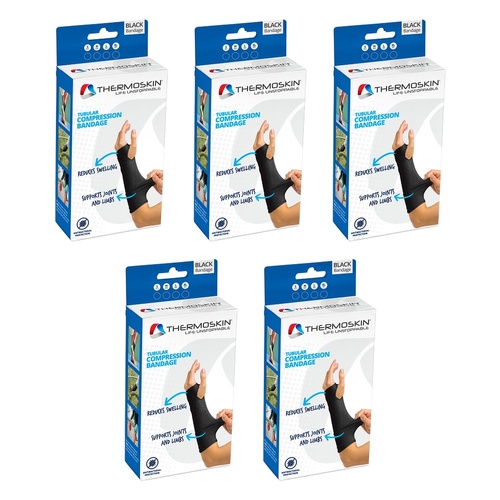 Thermoskin Tubular Compression Bandage Small Black Pack of 5