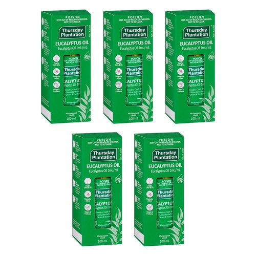 Thursday Plantation Eucalyptus Oil Pure 100mL Pack of 5