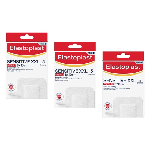 Elastoplast Sensitive XXL Sterile Dressings 8cm x 10cm Pack of 3