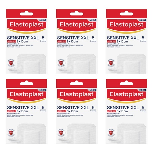 Elastoplast Sensitive XXL Sterile Dressings 8cm x 10cm Pack of 6