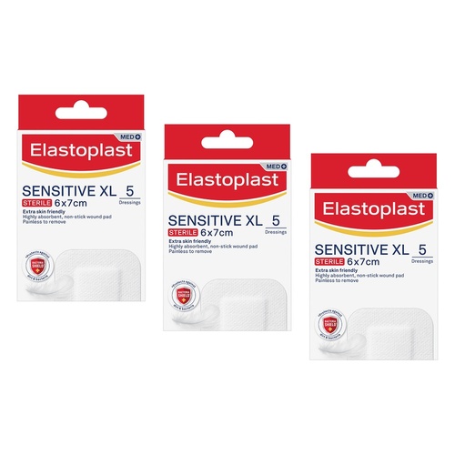 Elastoplast Sensitive XL Sterile Dressings 6cm x 7cm Pack of 3