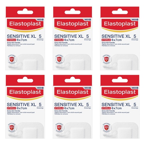 Elastoplast Sensitive XL Sterile Dressings 6cm x 7cm Pack of 6