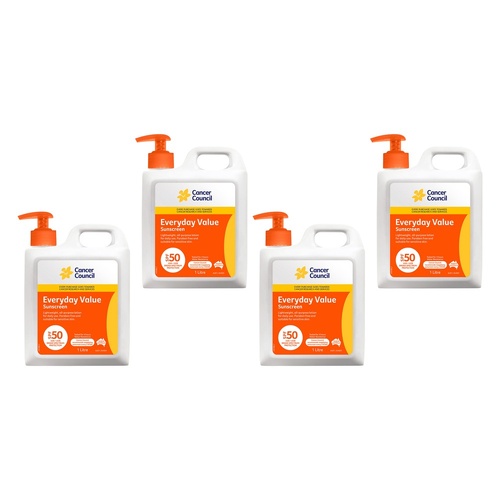 Cancer Council Everyday Value Sunscreen SPF 50 1L Pack of 4
