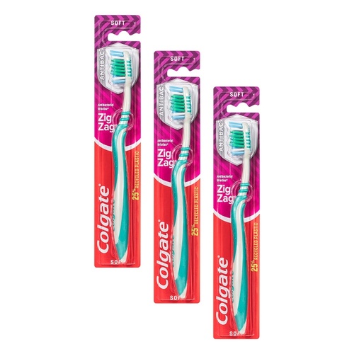 Colgate ZigZag Adult Toothbrush Soft x 8 Bundle of 3