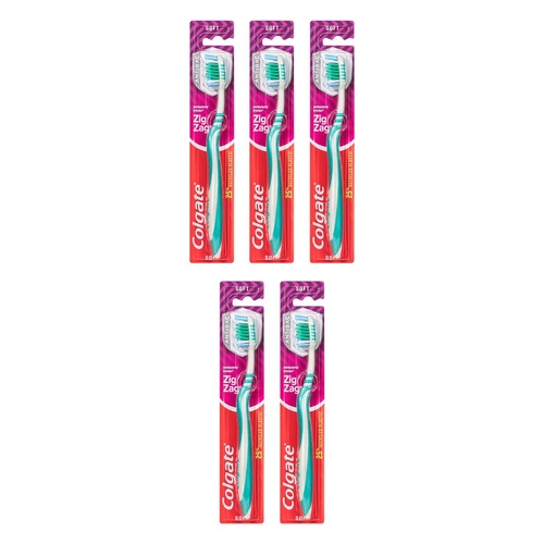 Colgate ZigZag Adult Toothbrush Soft x 8 Bundle of 5