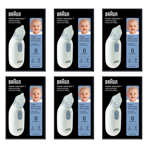 Braun Nasal Aspirator with Two Suction Levels Pack of 6