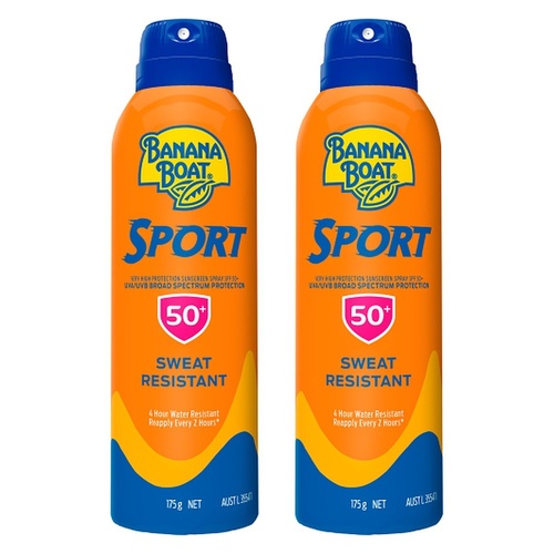 Banana Boat Sport SPF 50+ Clear Spray Sunscreen 175g Pack of 2