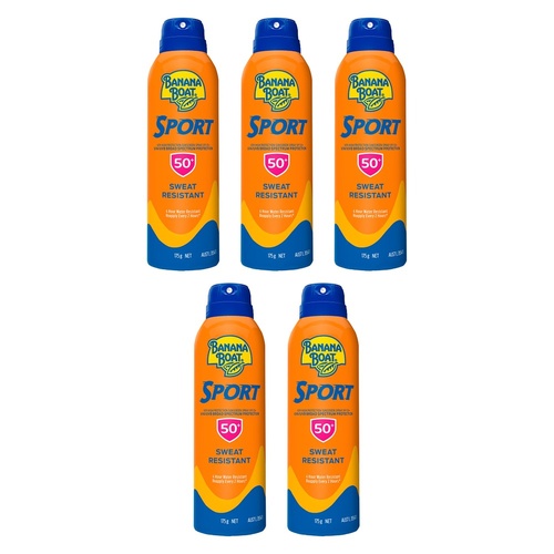 Banana Boat Sport SPF 50+ Clear Spray Sunscreen 175g Pack of 5
