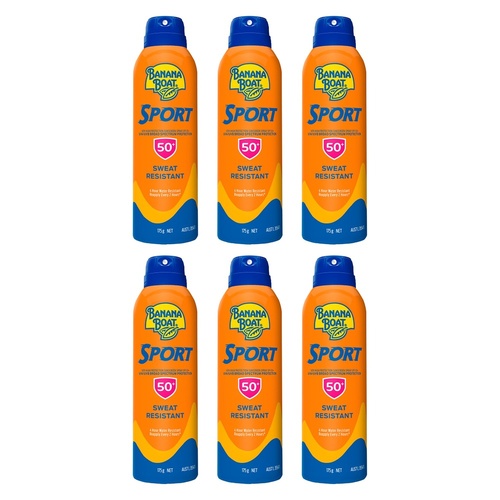 Banana Boat Sport SPF 50+ Clear Spray Sunscreen 175g Pack of 6