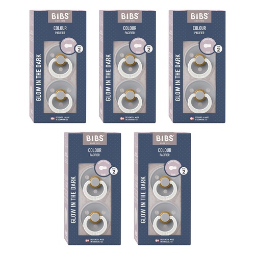 Bibs Colour Pacifier Glow in the Dark Cloud Size 2 2 Pack Bundle of 5