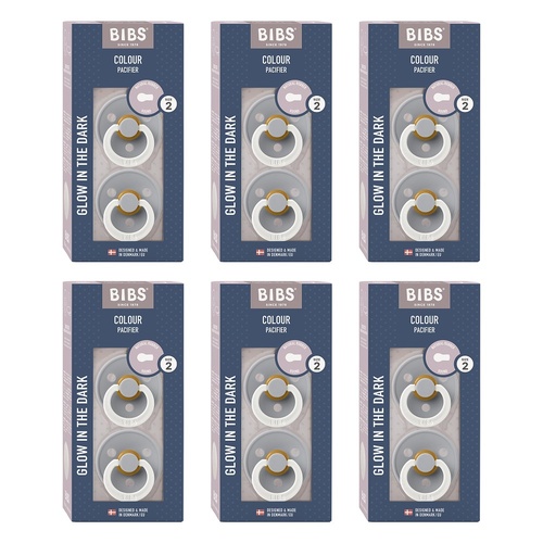 Bibs Colour Pacifier Glow in the Dark Cloud Size 2 2 Pack Bundle of 6