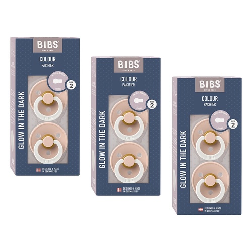 Bibs Colour Pacifier Glow in the Dark Blush Size 2 2 Pack Bundle of 3