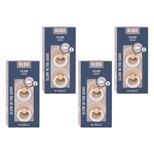 Bibs Colour Pacifier Glow in the Dark Blush Size 2 2 Pack Bundle of 4