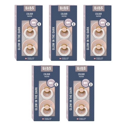 Bibs Colour Pacifier Glow in the Dark Blush Size 2 2 Pack Bundle of 5