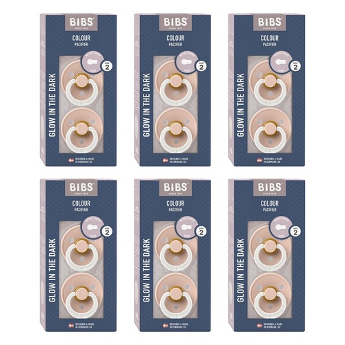Bibs Colour Pacifier Glow in the Dark Blush Size 2 2 Pack Bundle of 6