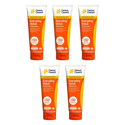 Cancer Council Everyday Value Sunscreen SPF 50+ 110mL Pack of 5